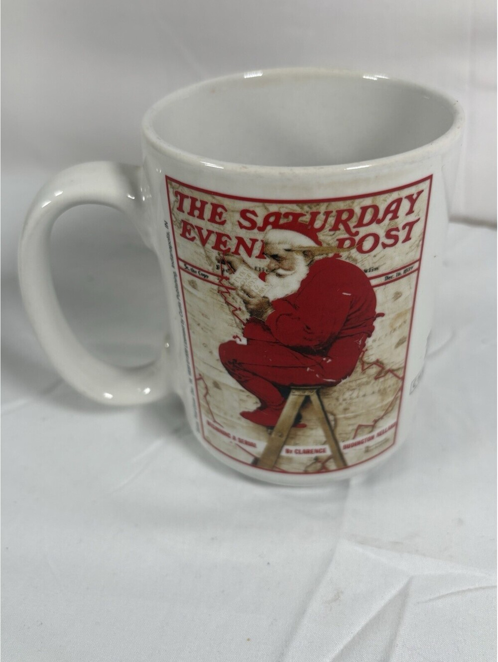 Vintage 1939 Norman Rockwell The Saturday Evening Santa Post Mug USED